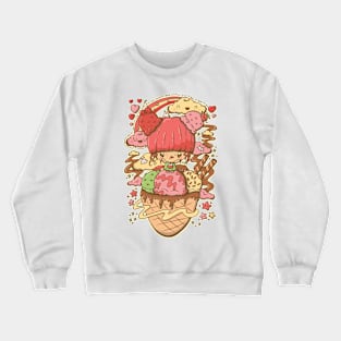 Cute strawberry and cherry ice cream bubble head cutie Crewneck Sweatshirt